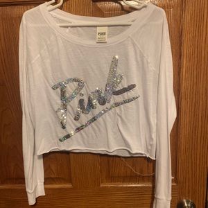 Pink Long Sleeve Crop Top